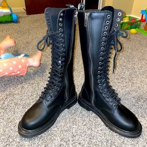 Demonia knee high combat boots size 8 women’s size 6 men’s. tried on, never worn